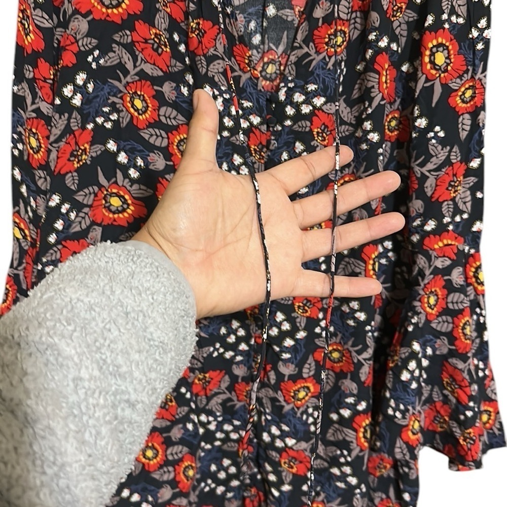 FREE PEOPLE Navy Blue And Red Magic Mystery Tunic Mini Dress/Top Size Small - Picture 6 of 10